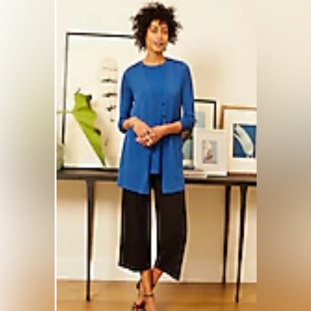 J. Jill Royal Blue Light Weight 3Button V Neck Knit Cardigan M Tall